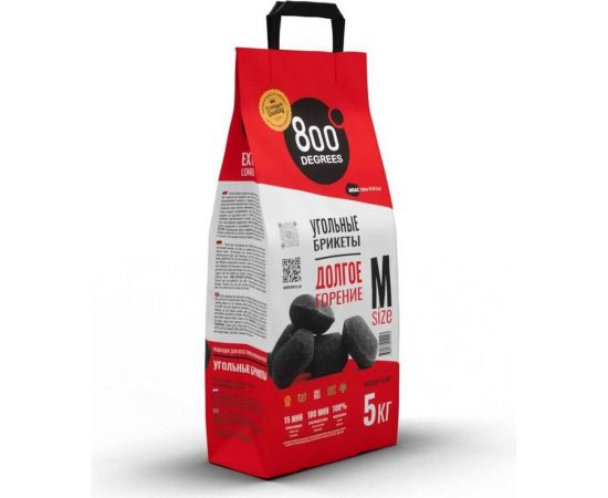 Уголь брикеты 800 Degrees Долгое Горение, мешок 5 кг 800DGR-ELH05 – изображение 2