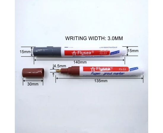 Маркер краска для плиточных швов Flysea Grout Marker 2-4 мм + 3 запасных наконечника, белый FS-53W – изображение 3