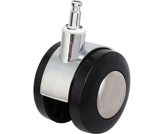 Мебельная колесная опора Tech-Krep D50 мм, поворотная, без тормоза, штифт М11, резиновый ход, хром - накладка 151216 