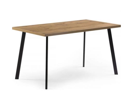 Деревянный стол Woodville Тринити Лофт 140 25 мм, дуб вотан/черный матовый 489624 