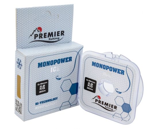 Леска Premier fishing MONOPOWER ICE PR-MI-T-016-30, 0.16мм/30м, прозрачный нейлон 280972 