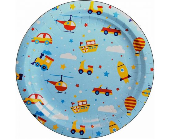 Бумажные тарелки PATERRA ТРАНСПОРТ 180 мм, 6 шт в упаковке 401-880 