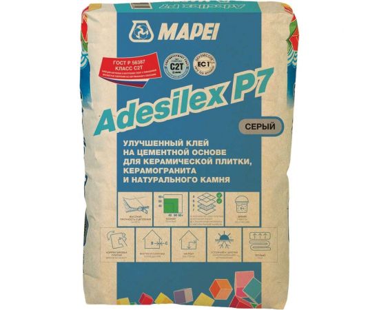 Плиточный клей MAPEI Adesilex P7 серый, 25 кг 2182125 