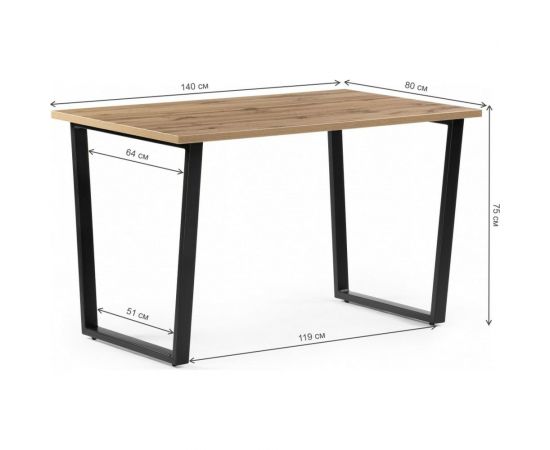 Стол Woodville лота лофт 140 25 мм дуб вотан/черный матовый 489611 – изображение 2