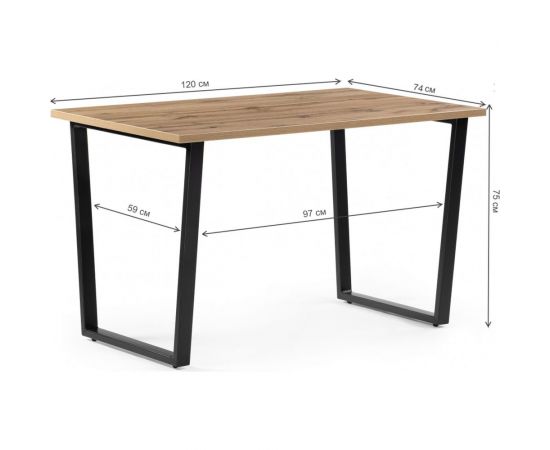 Стол Woodville лота лофт 120 25 мм дуб вотан/черный матовый 489609 – изображение 2