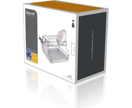 Настольная сушилка для посуды и приборов с поддоном TEKNO-TEL 2 яруса, нержавеющая сталь KB005SS – изображение 3