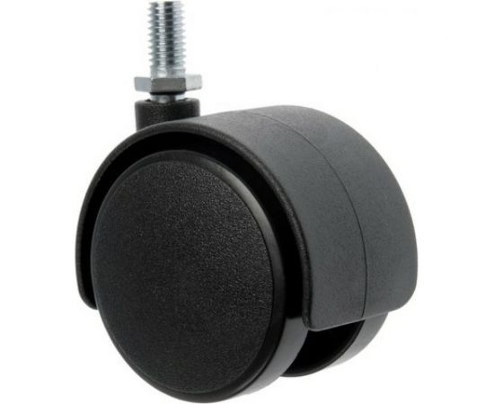 Мебельная колесная опора Tech-Krep D50мм М10, поворотная без тормоза, с резьбой, черный нейлон - накладка 151197 