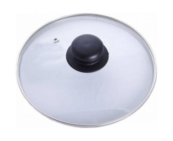 Стеклянная крышка КАТЮША низкая, металлический обод, пароотвод, пластиковая ручка, d-24 см Е4724 