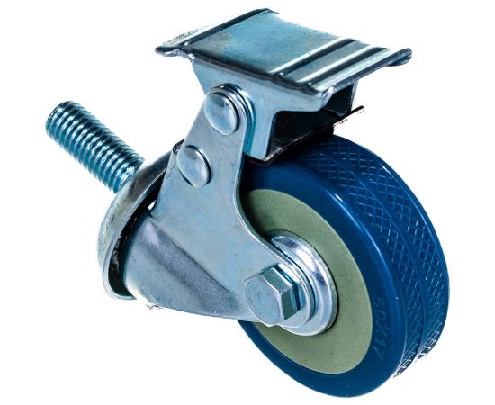 Колесная опора Tech-Krep поворотная, с тормозом D50 п/п, серый, резина, подшипники скольжения, с резьбой М10, пакет 148502 