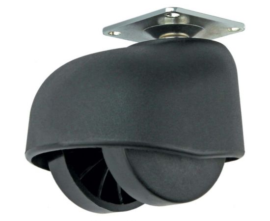 Мебельная колесная опора Tech-Krep D50 мм, поворотная без тормоза с козырьком, черный пластик - накладка 151210 