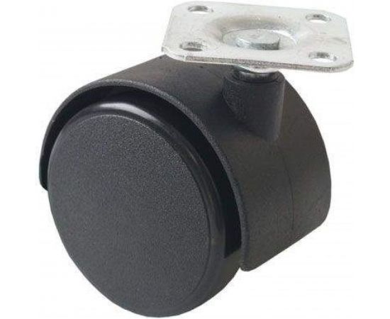 Мебельная колесная опора Tech-Krep D50 мм, поворотная, без тормоза, площадка, черный пластик - накладка 151208 