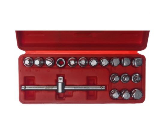Набор головок для отворачивания масляных пробок, 18 пр. JTC JW0895 – изображение 2