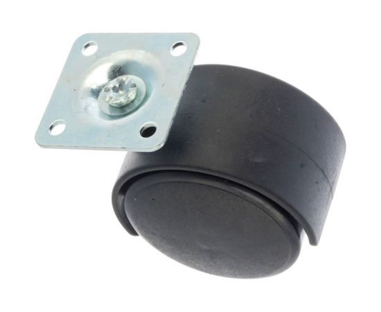 Мебельная колесная опора Tech-Krep D50 мм, поворотная, без тормоза, площадка, черный пластик - накладка 151208 – изображение 2