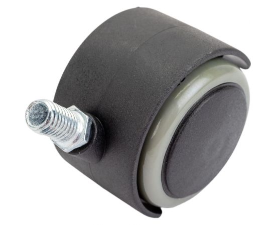 Мебельное колесо Tech-Krep поворотное, обрезиненный пластик, черный, резьба М10, D50, б/т - пакет 152354 – изображение 2