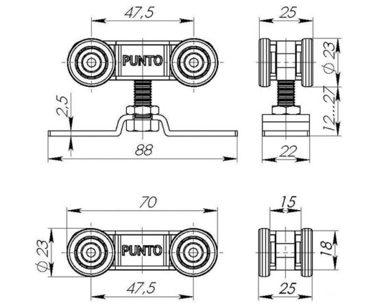 Комплект роликов для раздвижных дверей PUNTO Soft LINE 55/4 38357 – изображение 2