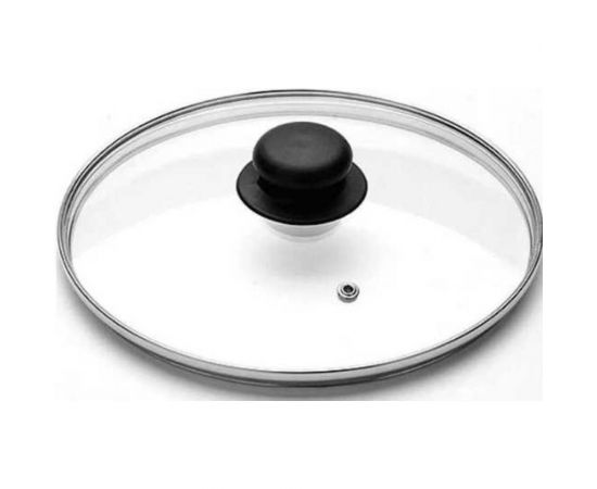 Стеклянная крышка КАТЮША низкая, металлический обод, пароотвод, пластиковая ручка, d-24 см Е4724 – изображение 3