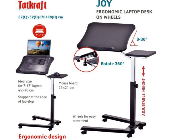 Эргономичный стол для ноутбука Tatkraft JOY на колесиках 13407 – изображение 4