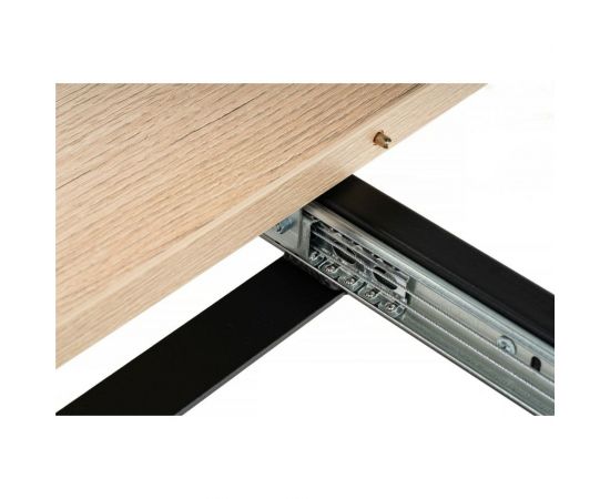 Раскладной стол Woodville колон лофт 120 25 мм дуб делано светлый/черный матовый 489607 – изображение 7