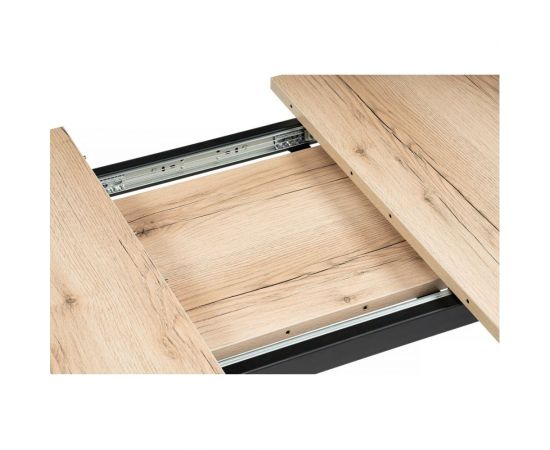 Раскладной стол Woodville колон лофт 120 25 мм дуб делано светлый/черный матовый 489607 – изображение 8