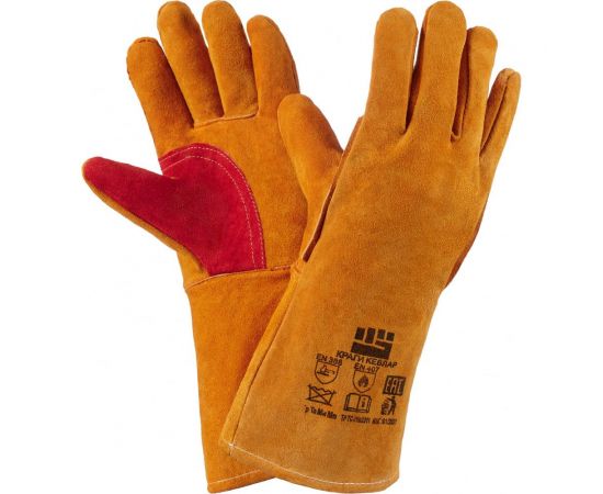 Спилковые краги Фабрика перчаток Сибирь Кевлар 10/200 КР-СП-КЕВЛ-PW-96 