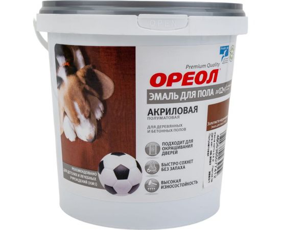 Акриловая эмаль для пола Ореол (полуматовая; золотисто-коричневая; 0.9 кг) 73365 