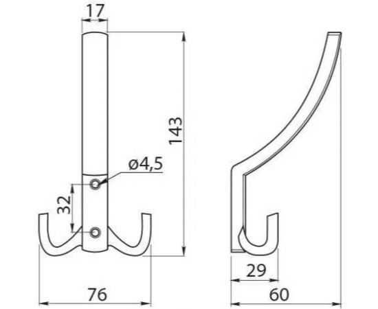 Крючок GTV K23-D1, матовый хром WZ-K23-D1-05 – изображение 2