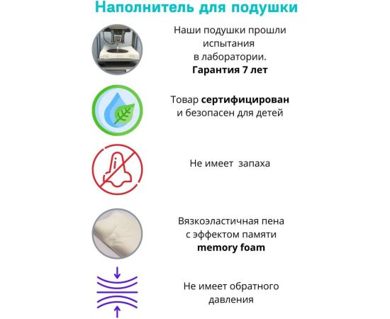 Ортопедическая подушка ПРОСТО ПОДУШКА с эффектом памяти для детей и взрослых "№14" К1014 – изображение 5
