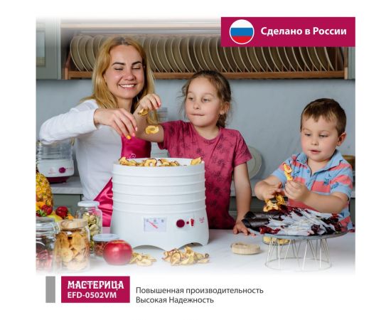 Сушилка для овощей и фруктов Мастерица efd-0502vm 5 поддонов + 1 поддон для пастилы, 280 вт 00-00044763 – изображение 10