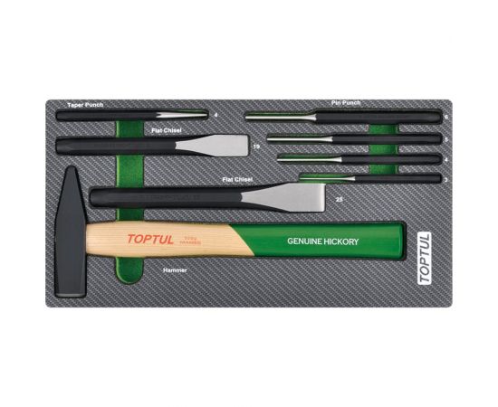 Набор инструментов TOPTUL молоток, выколотки и зубила, 8 предметов, в мягком ложементе GEA0811 