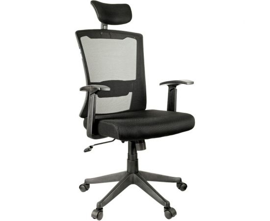 Кресло руководителя Helmi HL-E31 Ergo, регулируемый подголовник и поясничный упор, ткань черная 284605 