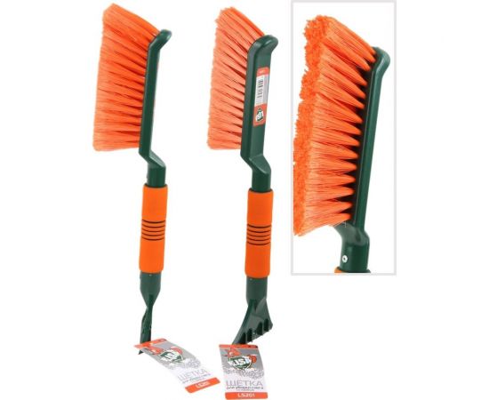Щетка для снега cо скребком LI-SA поролоновая ручка,оранжево-зеленая (42см) (LS201) 39893 