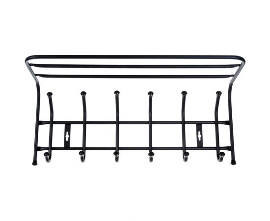 Настенная вешалка с полкой Nika 6 крючков, черный ВП6 