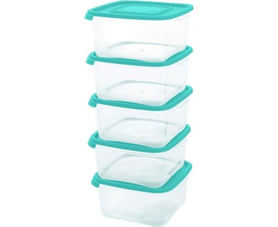 Комплект квадратных контейнеров ПОЛИМЕРБЫТ КАСКАД 0.46 л из 5 шт СВЧ 4361005 