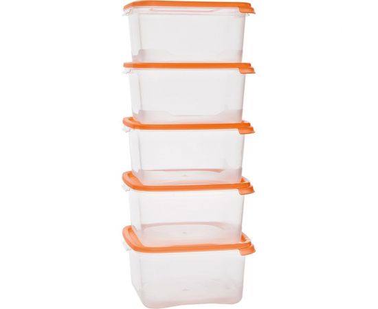 Комплект квадратных контейнеров ПОЛИМЕРБЫТ КАСКАД 0.46 л из 5 шт СВЧ 4361005 – изображение 2