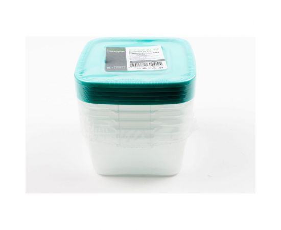 Комплект квадратных контейнеров ПОЛИМЕРБЫТ КАСКАД 0.46 л из 5 шт СВЧ 4361005 – изображение 3