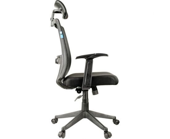 Кресло руководителя Helmi HL-E31 Ergo, регулируемый подголовник и поясничный упор, ткань черная 284605 – изображение 3