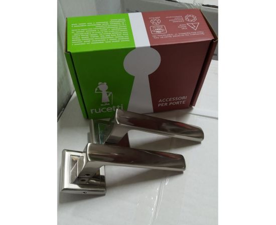 Дверная ручка RUCETTI RAP 14-S SN/CP, цвет-бел. никель/хром 9010412 – изображение 4