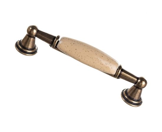 Ручка-скоба с фарфором KERRON 96мм, Д120 Ш23 В28, оксидированная бронза/бежевый SF05-05-96 OAB 