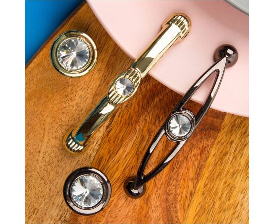 Ручка-скоба с кристаллами KERRON 96 мм, черный хром CRL36-96 BN – изображение 2