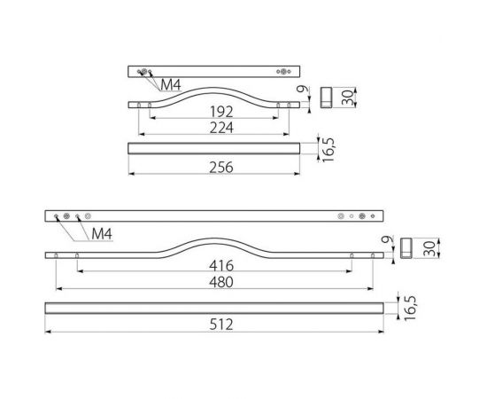 Алюминиевая мебельная ручка GTV/хром DOPPIO L-416 UA-DOPPIO416-01 – изображение 2