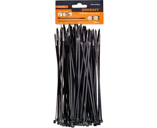 Нейлоновая стяжка (хомут) OXCRAFT 2,5х150 мм, черная, 100 шт. УТ-00008165 – изображение 2