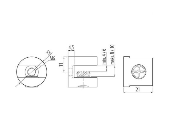 Полкодержатель для стеклянных полок GTV 8 мм, инокс MC-J65-08-05 – изображение 2