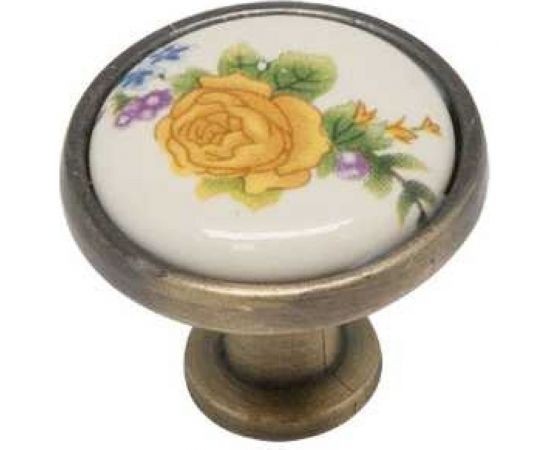 Ручка-кнопка c фарфором KERRON Д31 Ш31 В26, античная бронза/молочный KF02-06 BA – изображение 3