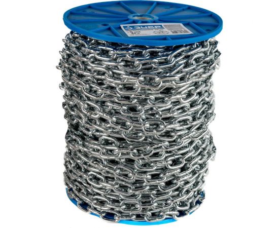 Короткозвенная цепь Зубр DIN 766 оцинкованная сталь, d=5мм, L=45м 4-304050-05 – изображение 3