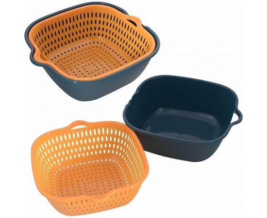 Дуршлаг МУЛЬТИДОМ Дабл NEW с миской размер 19x17x7,5 см, объем 1200 мл VL11-121 – изображение 3