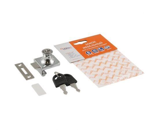 Мебельный замок для стеклянных дверей НОРА-М 6407 хром 8501 – изображение 3