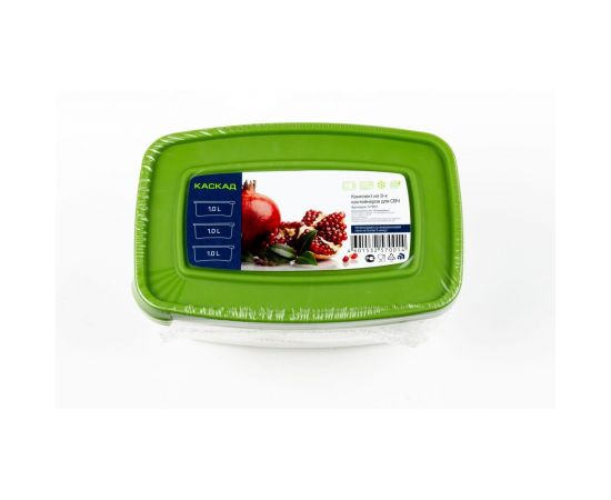 Комплект прямоугольных контейнеров ПОЛИМЕРБЫТ КАСКАД-2 3шт, 1.0л СВЧ 4357001 – изображение 5