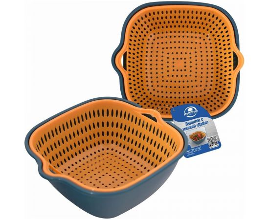 Дуршлаг МУЛЬТИДОМ Дабл NEW с миской размер 19x17x7,5 см, объем 1200 мл VL11-121 – изображение 6