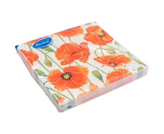 Бумажные салфетки Лилия Красные маки 33x33, 2 слоя, 20 листов 5317 