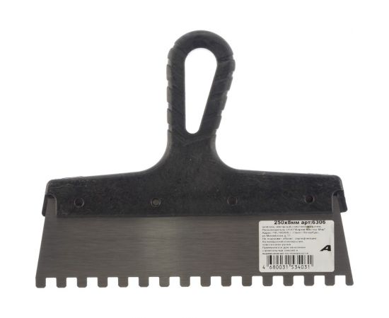 Зубчатый шпатель с антикоррозийным покрытием 250мм зуб 8х8мм Jettools 6306 